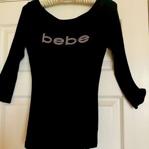 Bebe rhinestone studded knit top